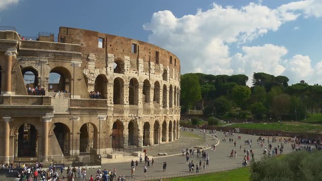 rome city summer day famous coliseum crowded square panorama 4k italy

