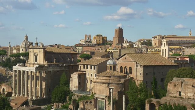 summer day time rome city roman forum cityscape panorama 4k italy
