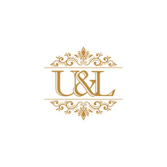 U&L Initial logo. Ornament gold