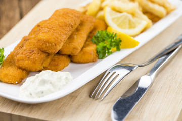 Portion of Fish Fingers (selective focus)
