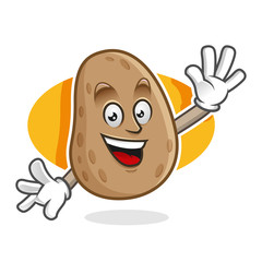 Greeting potato mascot, potato character, potato cartoon