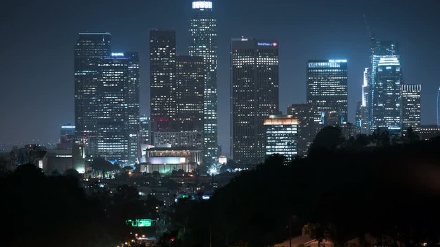 Los Angeles Skyscrapers 03 Time Lapse Night