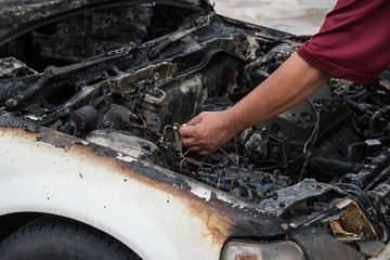 Car burned,After burn car fire suddenly started engulfing all the car,Car on fire after and accident or during a riot.