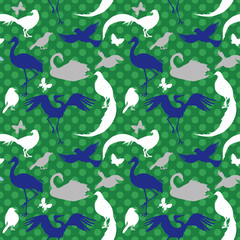 Baby and kids style background with birds, seamless pattern 