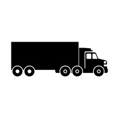 silhouette of cargo truck icon over white background. transportation vehicle design. vector illustration