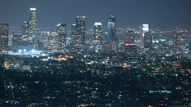 Los Angeles Skyline 73 Night Time Lapse Griffith Park
