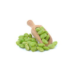 green soybeans isolated on white background