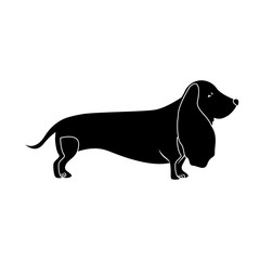 silhouette of cute dog animal icon over white background. vector illustration