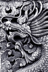 Black and white chinese dragon
