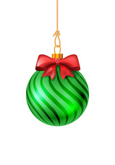 Green bauble with red bow