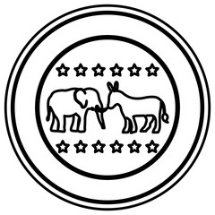 Elephant and donkey icon. Vote president election government  and campaign theme. Isolated design. Vector illustration