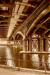 Iron Railway Bridge Peterborough England HDR sepia tone