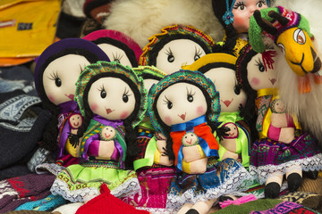 Handicrafts toys from Peru. Representation of Peruvian Andean culture. Toys.