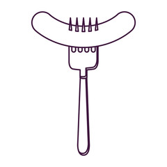 Sausage with fork icon. Food menu restaurant and lunch theme. Isolated design. Vector illustration