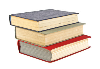 Closed old books isolated on white background