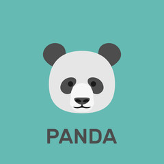 cute panda face in flat style