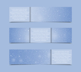 Set Horizontal Blue Banners New Year Christmas.