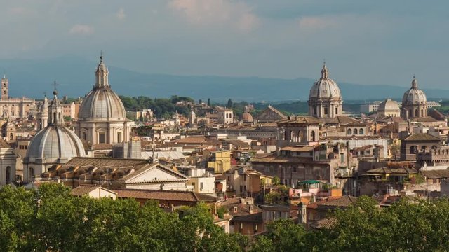 summer day rome city famous cathedral rooftops cityscape panorama 4k time lapse italy
