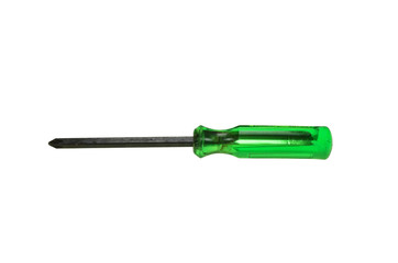 Green screwdriver isolated on white background