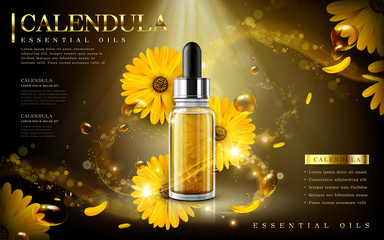calendula essential oil ad - obrazy, fototapety, plakaty