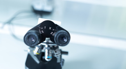 Microscope in the Laboratory, modern close-up shot