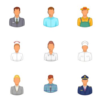 Workers icons set. Cartoon illustration of 9 workers vector icons for web