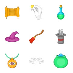 Sorcery icons set. Cartoon illustration of 9 sorcery vector icons for web