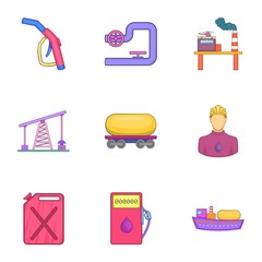 Petroleum icons set. Cartoon illustration of 9 petroleum vector icons for web