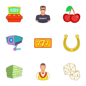 Casino icons set. Cartoon illustration of 9 casino vector icons for web