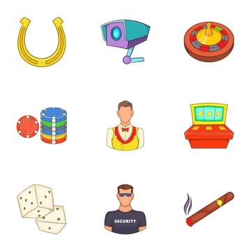 Win icons set. Cartoon illustration of 9 win vector icons for web