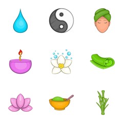 Relaxation icons set. Cartoon illustration of 9 relaxation vector icons for web
