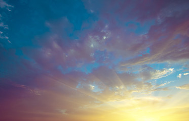 Fototapeta na wymiar Sky and clouds summer sunrise