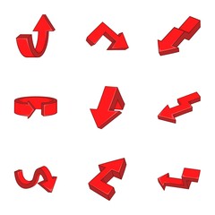 Direction icons set. Cartoon illustration of 9 direction vector icons for web