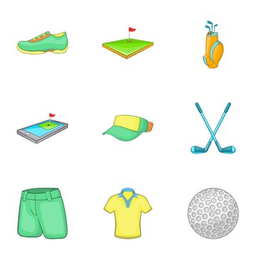 Sport golf icons set. Cartoon illustration of 9 sport golf vector icons for web