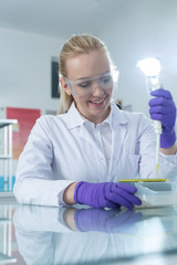 Fototapeta premium laboratory assistant analyzing a sample