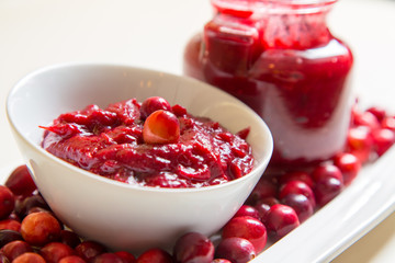 cranberry relish in modern white china