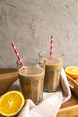 Fototapeta premium cup of cocoa with milk and cinnamon