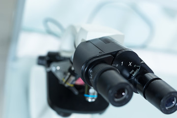 Microscope in the Laboratory, modern close-up shot