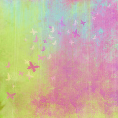 grunge colorful background with butterflies