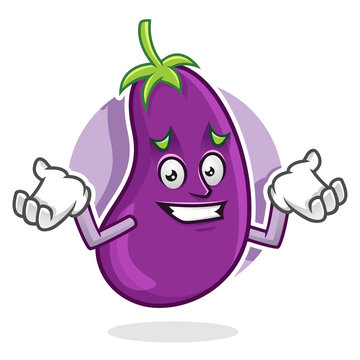 Feeling sorry eggplant mascot, eggplant character, eggplant cartoon