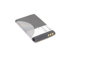 Rechargeable cell phone battery. Isolated on white background.