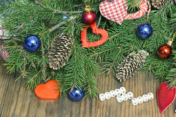 christmas background fir tree ball