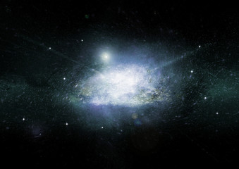 Fototapeta premium Gwiazdy, mgławica pyłu i gazu w dalekiej galaktyce