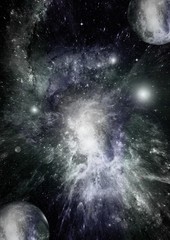 Stars, dust and gas nebula in a far galaxy