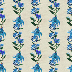 Seamless pattern with blue flowers