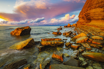 dynamic and romantic sunset over the Adriatic Sea
