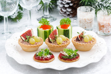 Set of festive Christmas mini appetizers