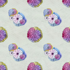 Seamless floral pattern with asters and daisy flowers