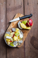 Fruit salad on whites background