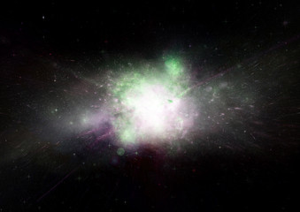 Fototapeta premium Stars, dust and gas nebula in a far galaxy